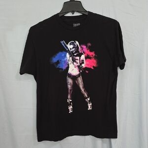 Suicide Squad Harley Quinn Womens Large Black Graphic T-Shirt
